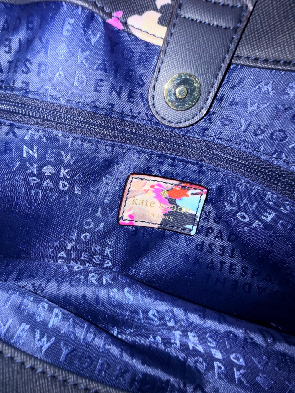 Kate Spade WKRU4751 Floral Satchel Crossbody Navy Multicolour - Picture 6 of 11